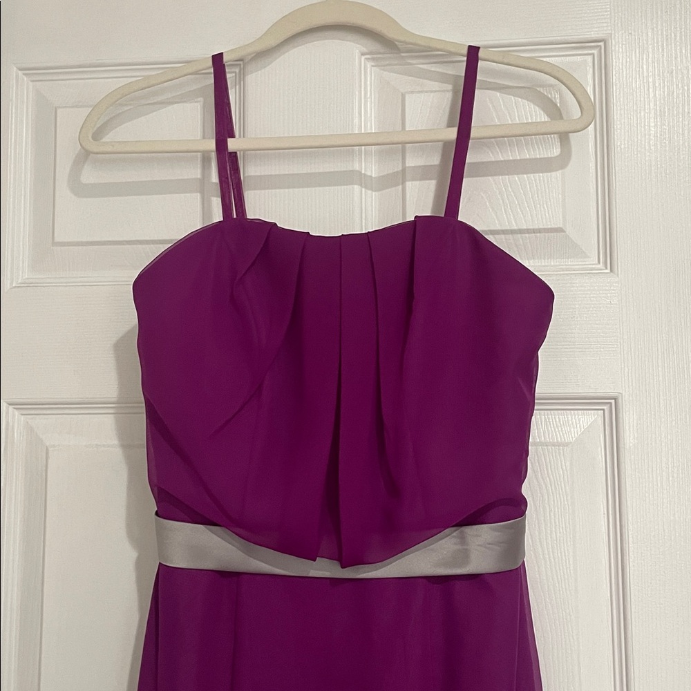 Impression Bridal- Passion/Gray Spaghetti-Strap Evening Gown with Waistband NWT! - Picture 2 of 14